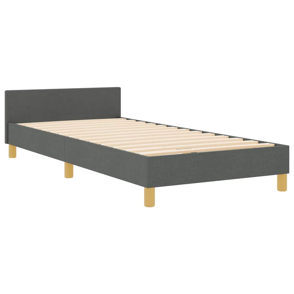 Bedframe met hoofdeinde Donkergrijs 80 x 200 cm Stof is nu te koop bij PeponiXL, paradijselijk wonen!