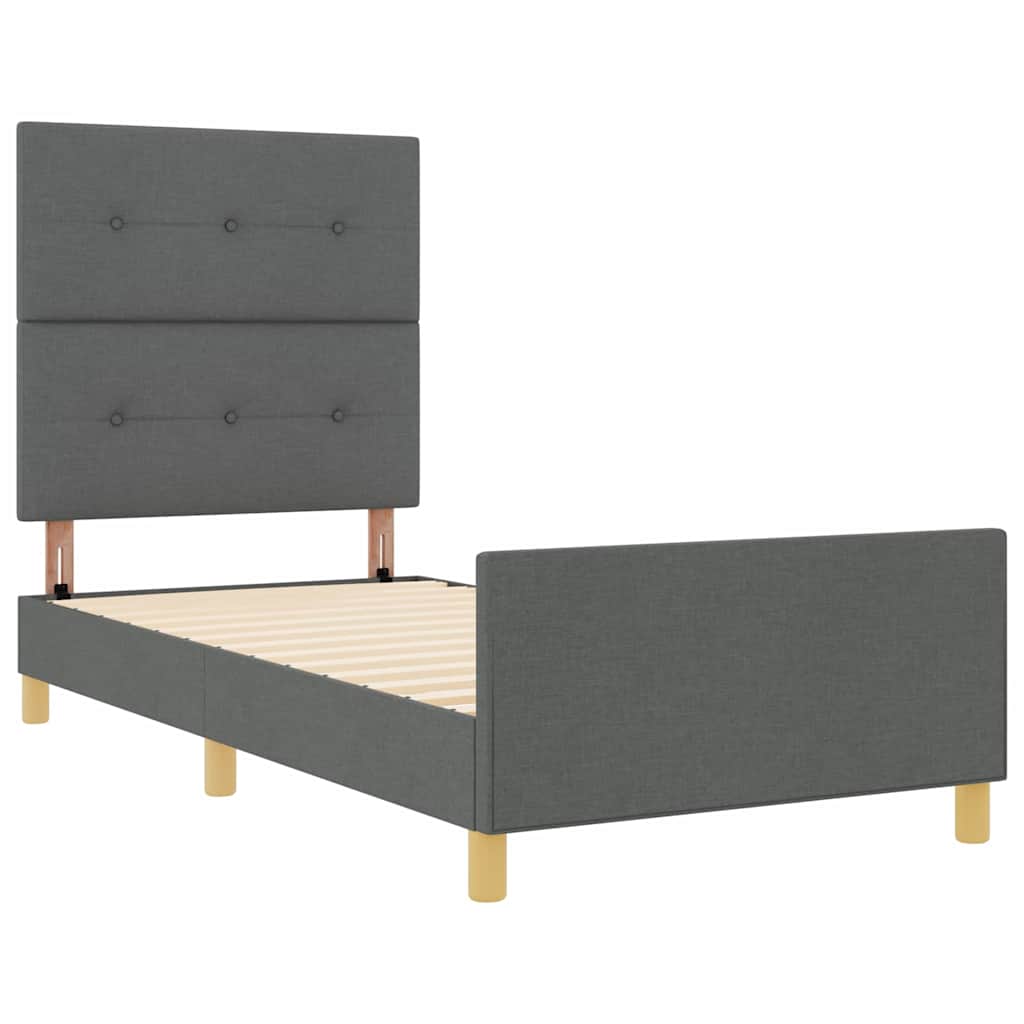 Bedframe met hoofdeinde Donkergrijs 80 x 200 cm Stof is nu te koop bij PeponiXL, paradijselijk wonen!