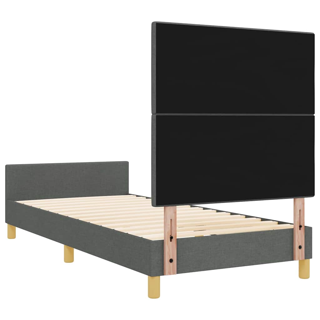 Bedframe met hoofdeinde Donkergrijs 80 x 200 cm Stof is nu te koop bij PeponiXL, paradijselijk wonen!