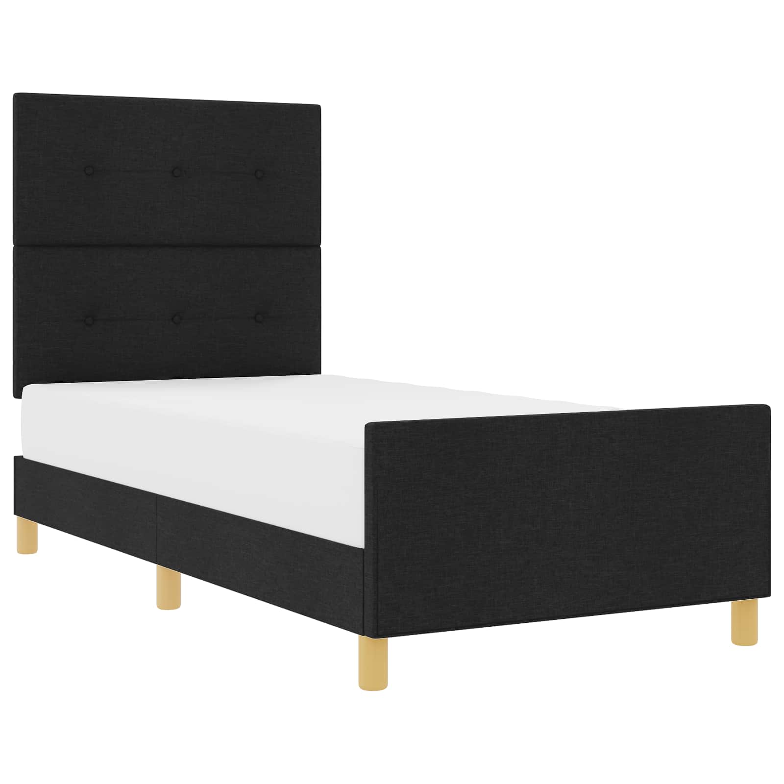 Bedframe met hoofdeinde Zwart 80 x 200 cm Stof is nu te koop bij PeponiXL, paradijselijk wonen!