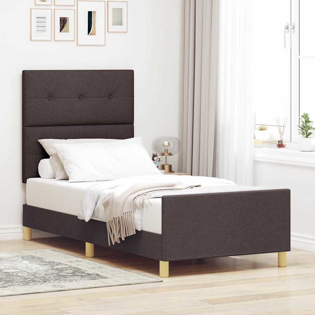 Bedframe met hoofdeinde Donkerbruin 80 x 200 cm Stof is nu te koop bij PeponiXL, paradijselijk wonen!