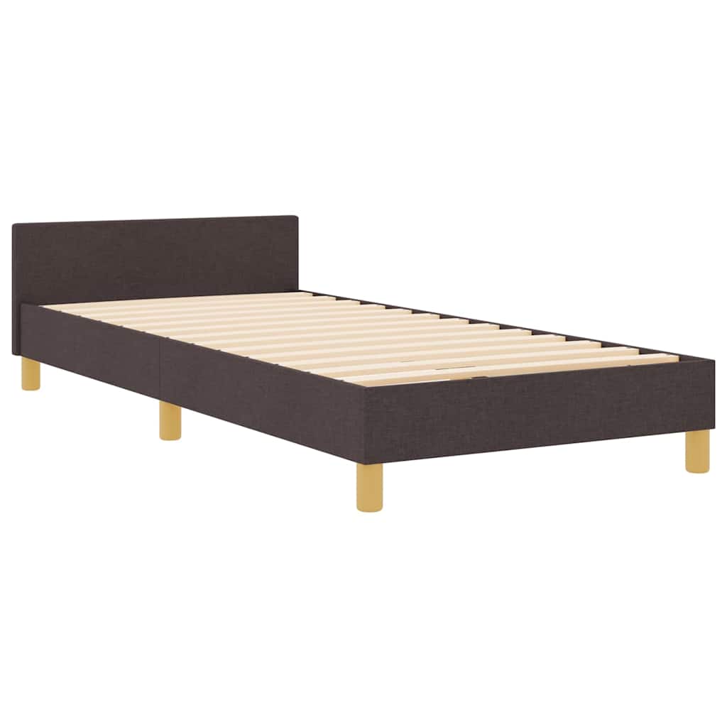 Bedframe met hoofdeinde Donkerbruin 80 x 200 cm Stof is nu te koop bij PeponiXL, paradijselijk wonen!