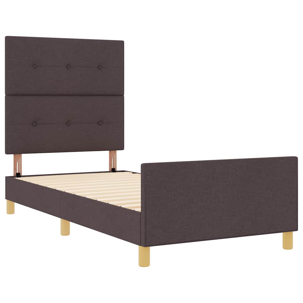 Bedframe met hoofdeinde Donkerbruin 80 x 200 cm Stof is nu te koop bij PeponiXL, paradijselijk wonen!