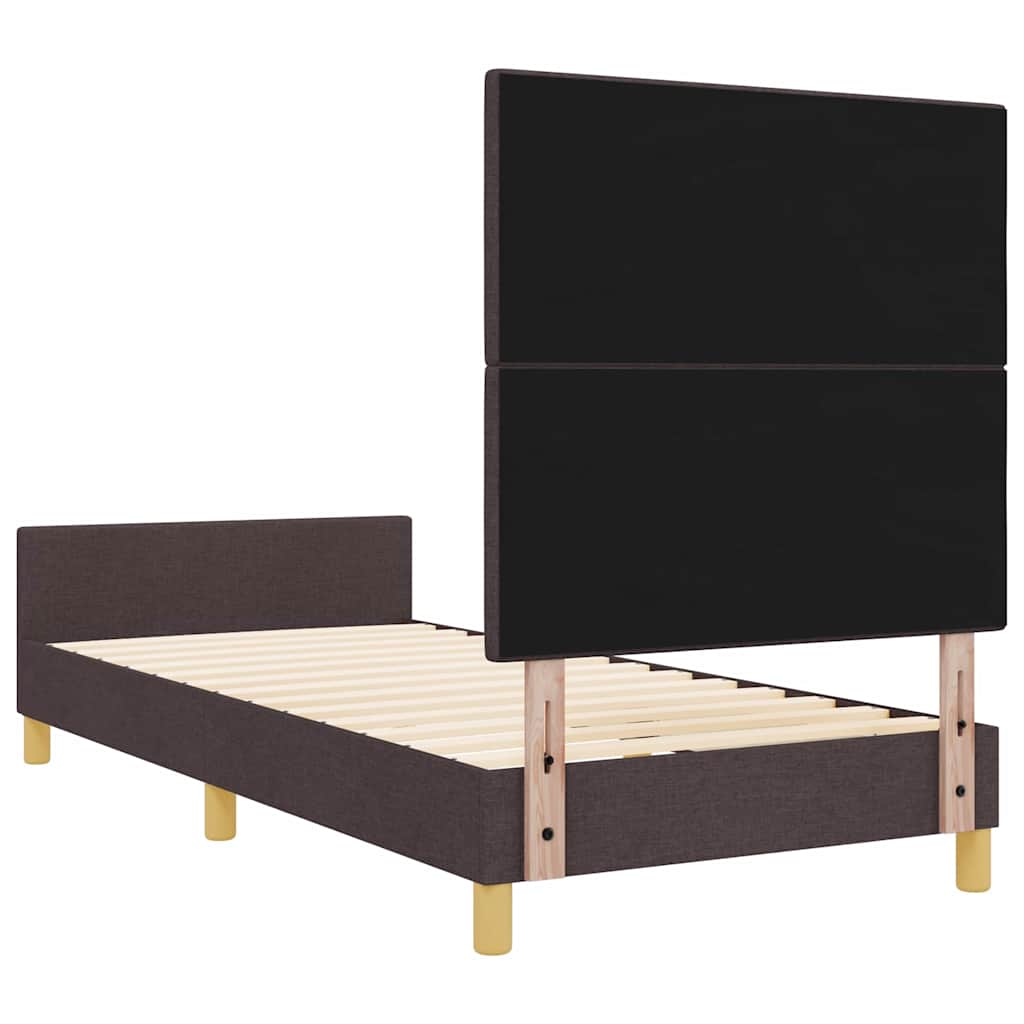 Bedframe met hoofdeinde Donkerbruin 80 x 200 cm Stof is nu te koop bij PeponiXL, paradijselijk wonen!