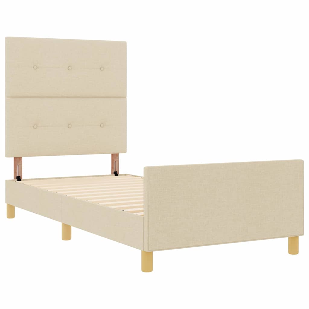 Bedframe met hoofdeinde Crème 80 x 200 cm Stof is nu te koop bij PeponiXL, paradijselijk wonen!