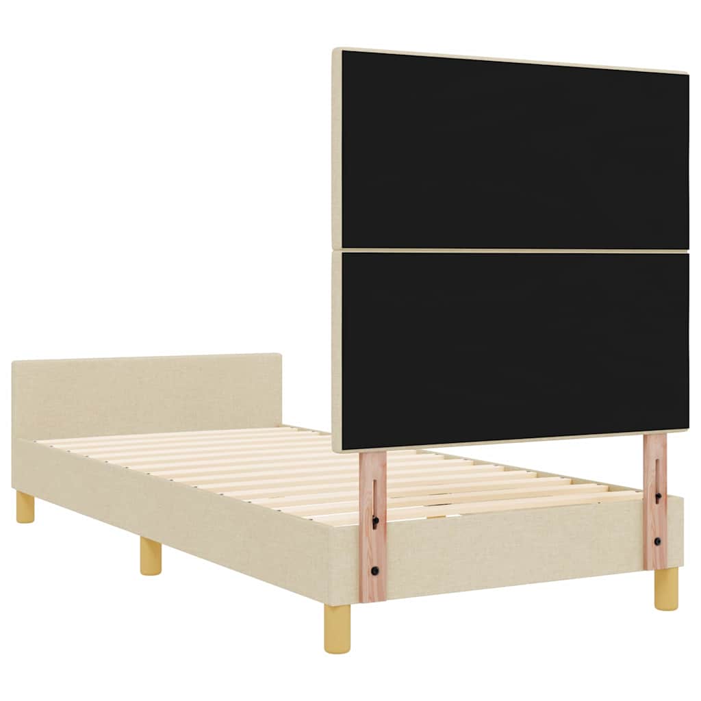 Bedframe met hoofdeinde Crème 80 x 200 cm Stof is nu te koop bij PeponiXL, paradijselijk wonen!