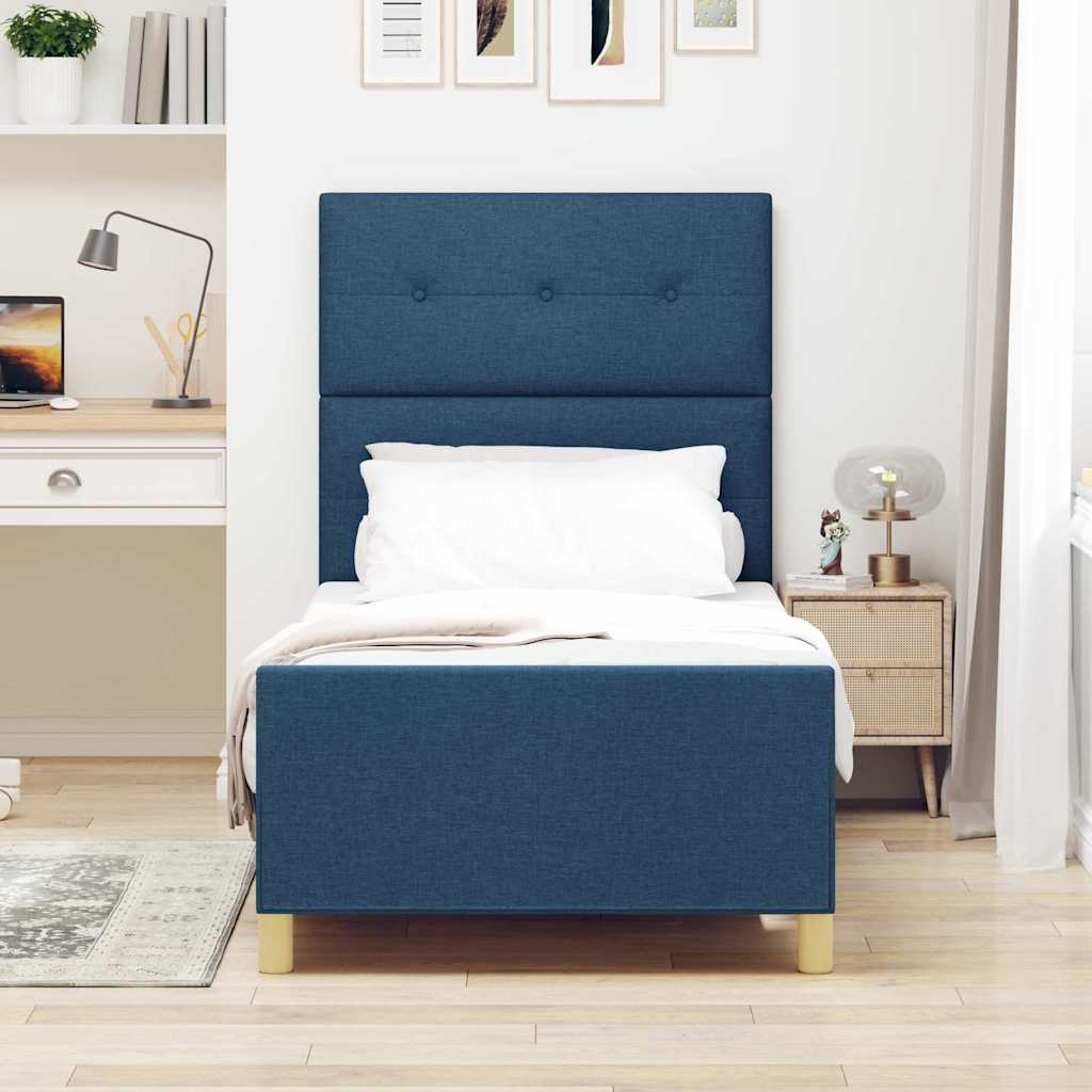 Bedframe met hoofdeinde Blauw 80 x 200 cm Stof is nu te koop bij PeponiXL, paradijselijk wonen!