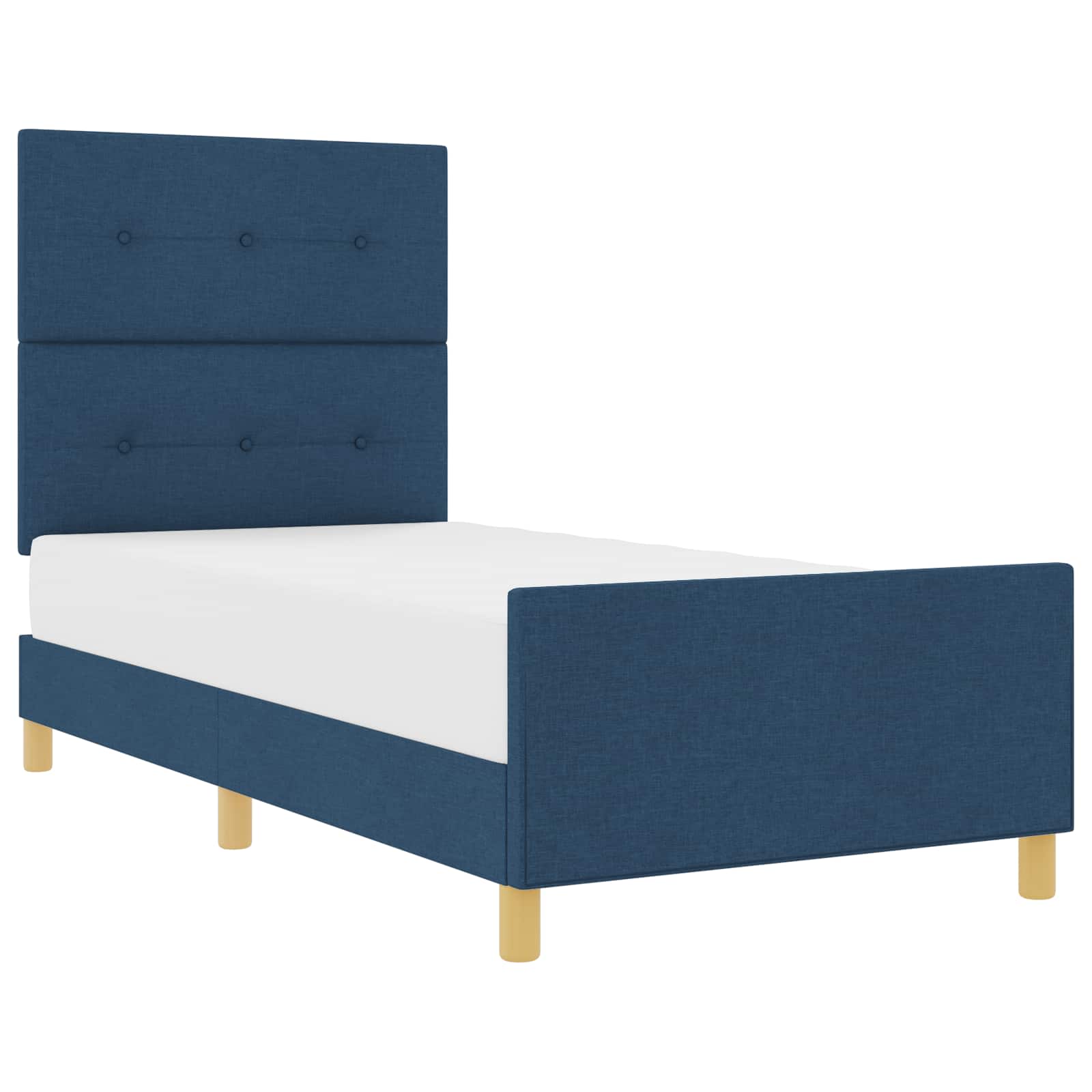 Bedframe met hoofdeinde Blauw 80 x 200 cm Stof is nu te koop bij PeponiXL, paradijselijk wonen!