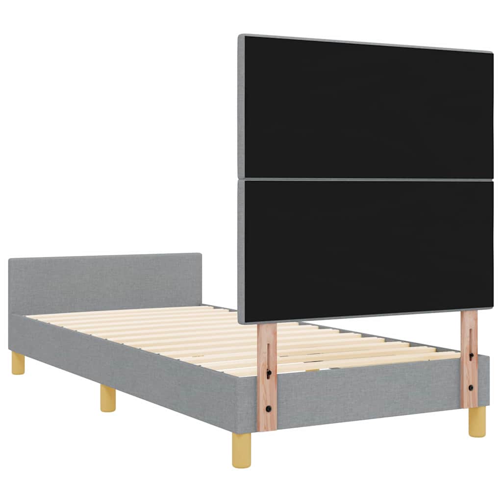 Bedframe met hoofdeinde Lichtgrijs 90 x 190 cm Stof is nu te koop bij PeponiXL, paradijselijk wonen!