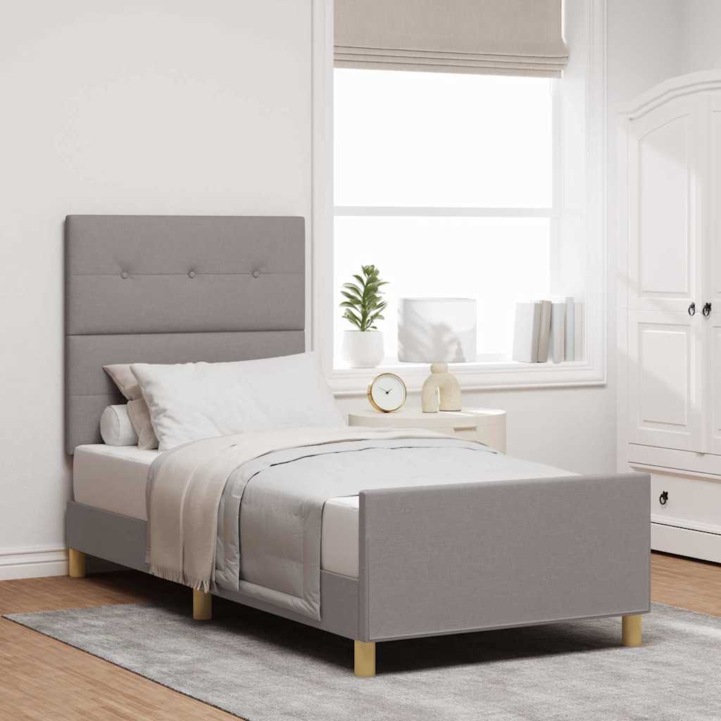 Bedframe met hoofdeinde Taupe 90 x 190 cm Stof is nu te koop bij PeponiXL, paradijselijk wonen!
