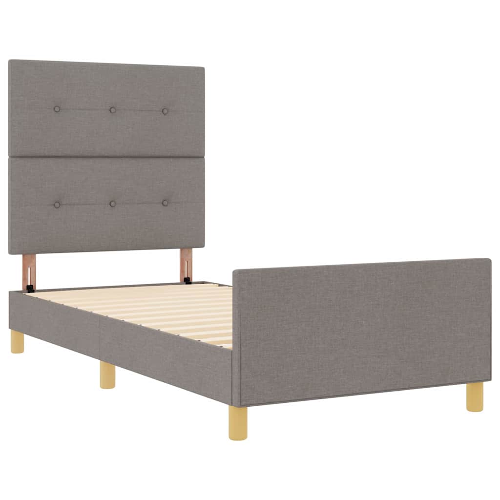 Bedframe met hoofdeinde Taupe 90 x 190 cm Stof is nu te koop bij PeponiXL, paradijselijk wonen!
