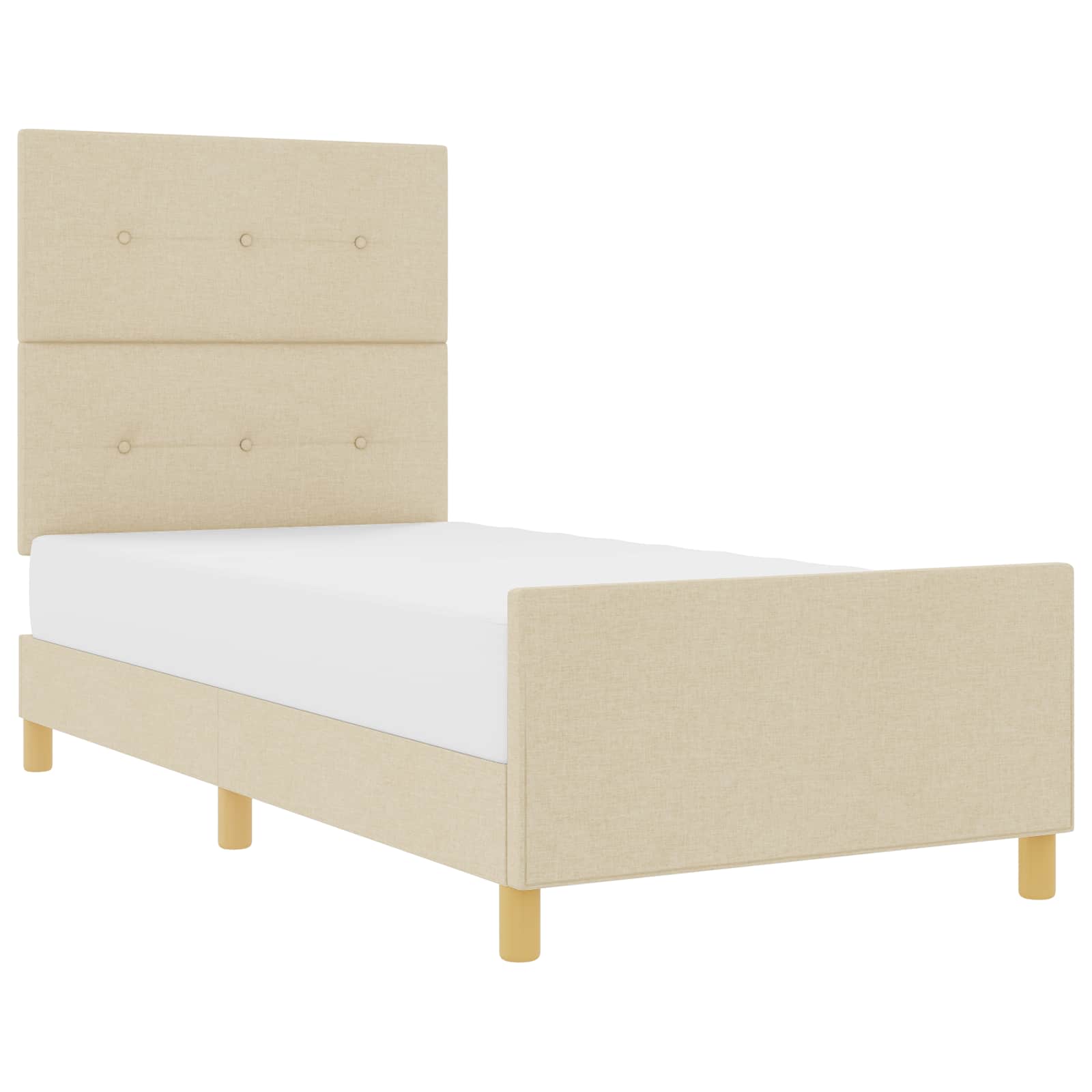 Bedframe met hoofdeinde Crème 90 x 190 cm Stof is nu te koop bij PeponiXL, paradijselijk wonen!