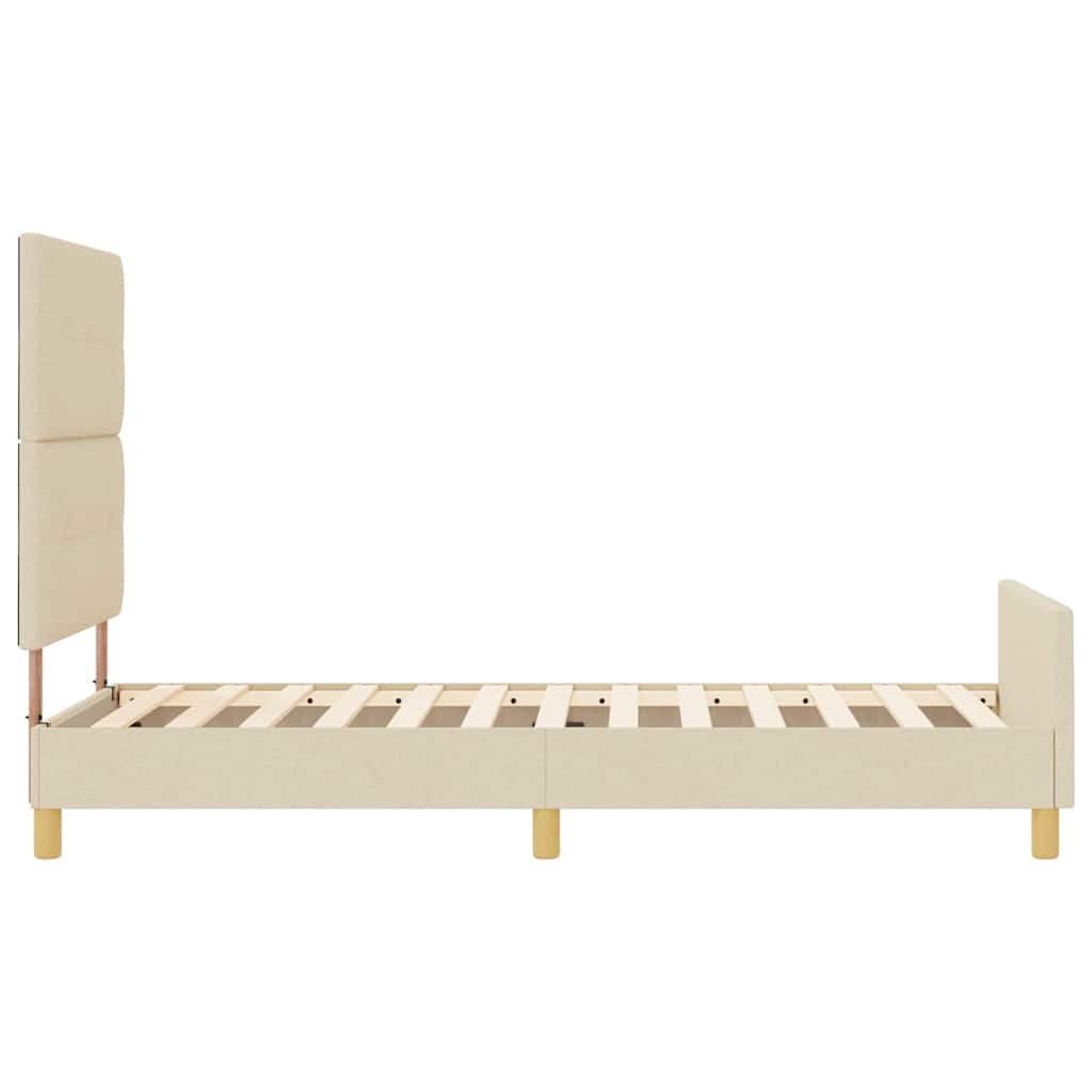 Bedframe met hoofdeinde Crème 90 x 190 cm Stof is nu te koop bij PeponiXL, paradijselijk wonen!