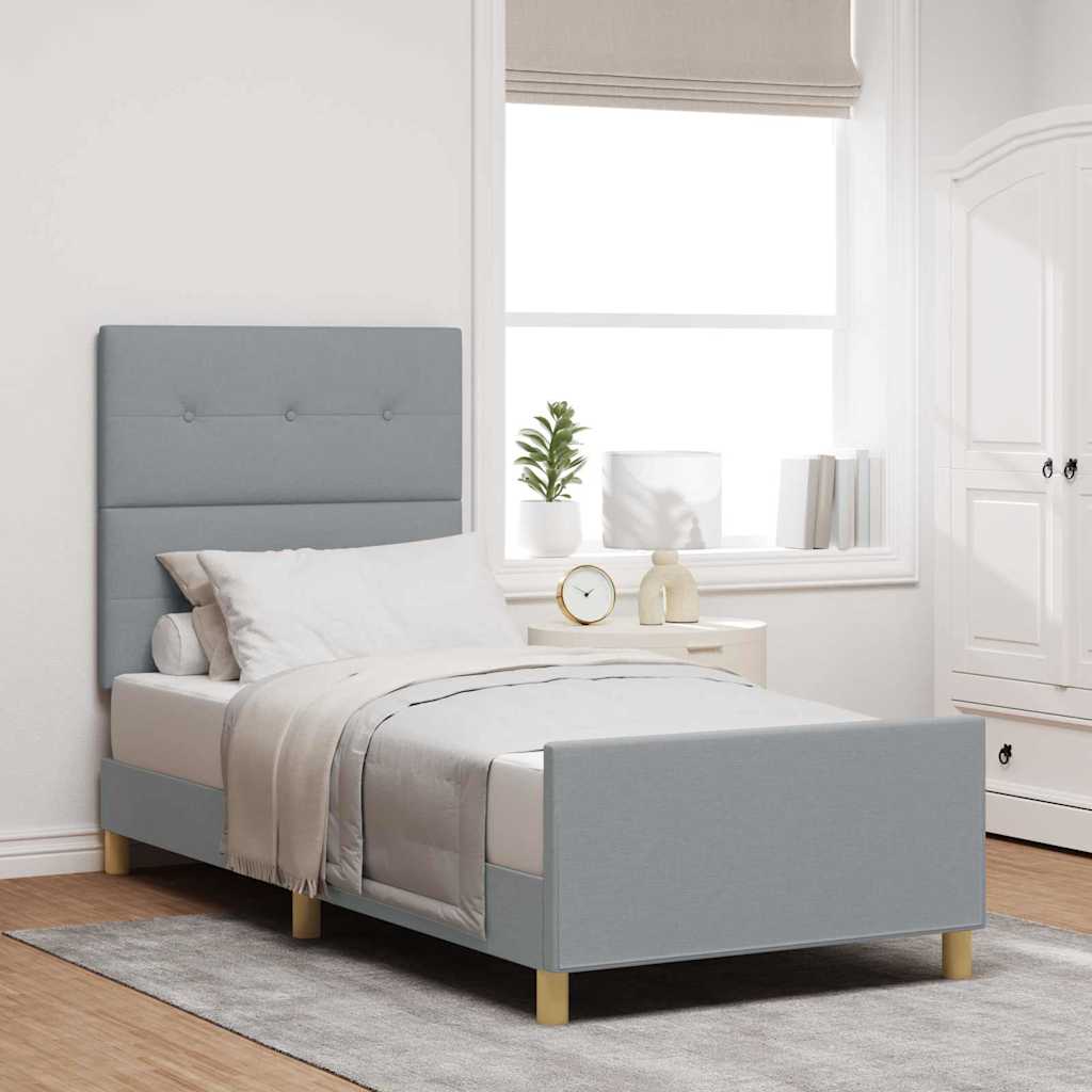 Bedframe met hoofdeinde Lichtgrijs 90 x 200 cm Stof is nu te koop bij PeponiXL, paradijselijk wonen!
