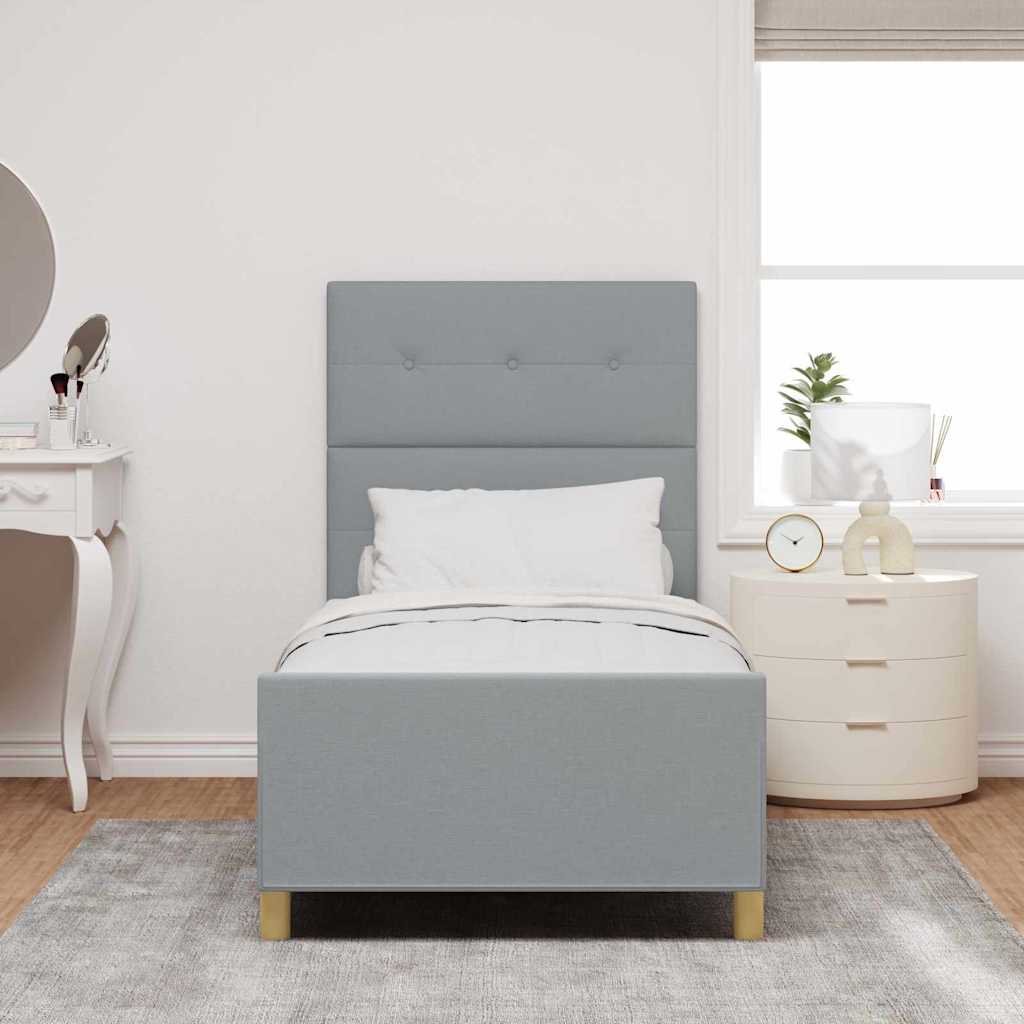 Bedframe met hoofdeinde Lichtgrijs 90 x 200 cm Stof is nu te koop bij PeponiXL, paradijselijk wonen!