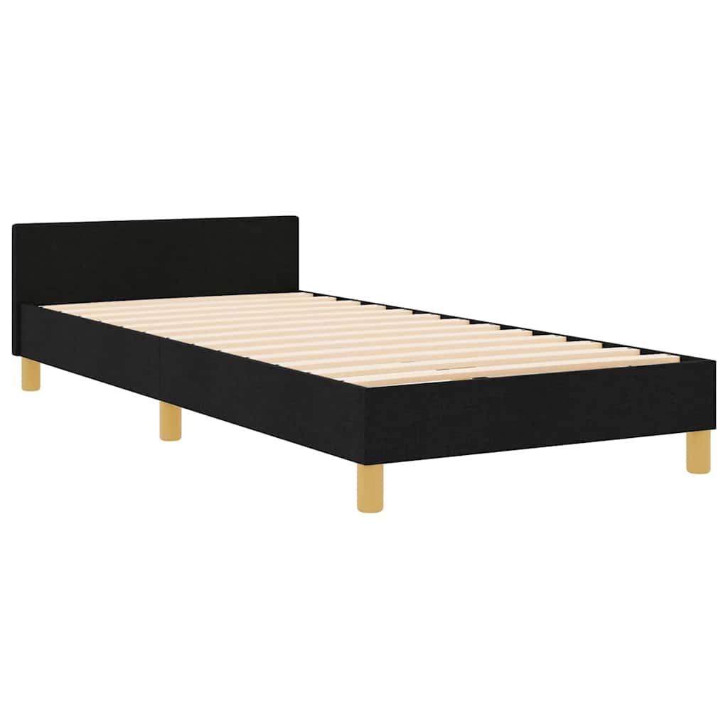 Bedframe met hoofdeinde Zwart 90 x 200 cm Stof is nu te koop bij PeponiXL, paradijselijk wonen!