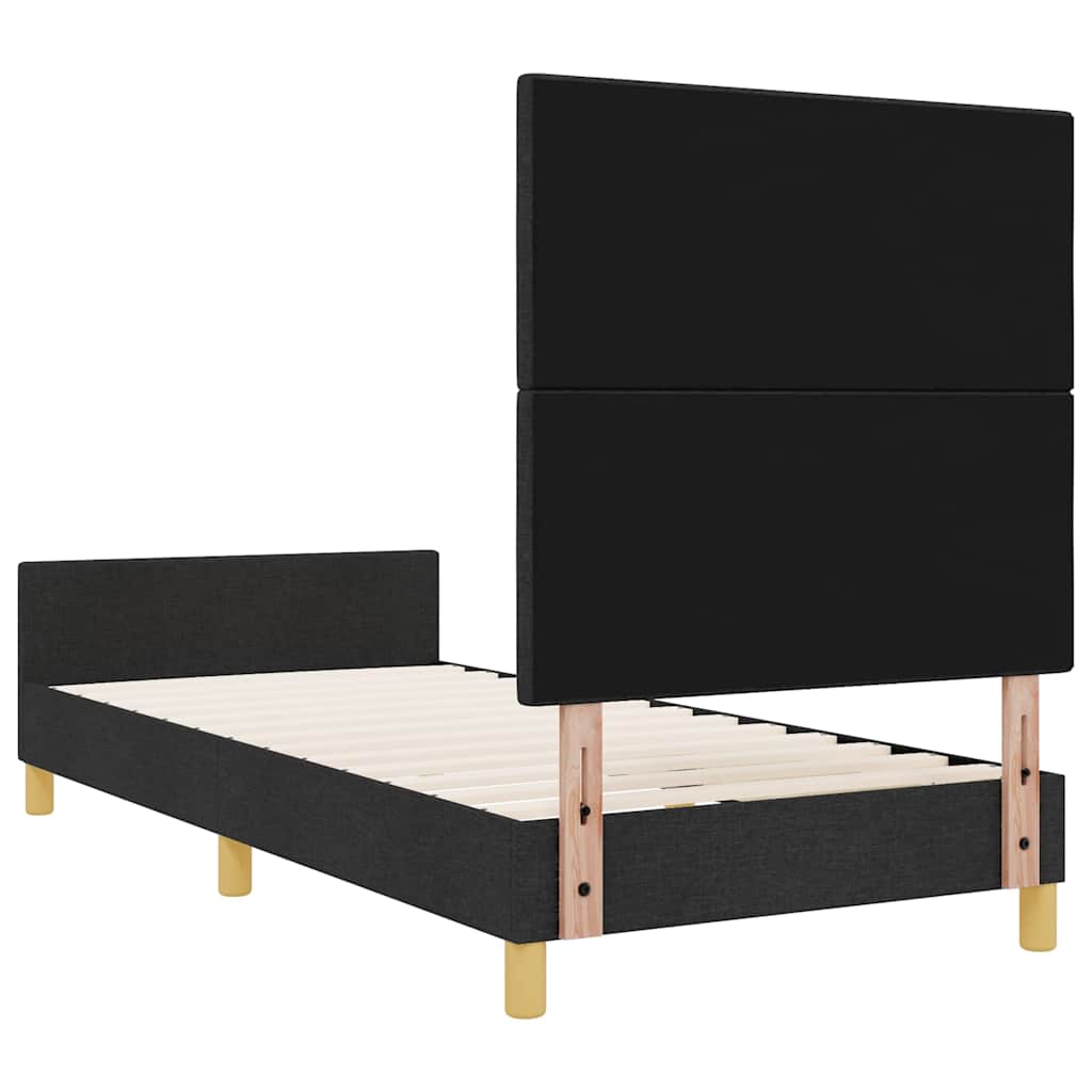 Bedframe met hoofdeinde Zwart 90 x 200 cm Stof is nu te koop bij PeponiXL, paradijselijk wonen!