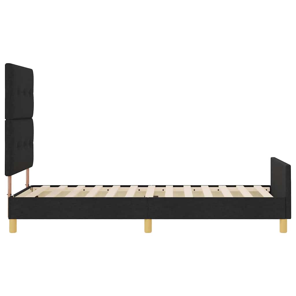 Bedframe met hoofdeinde Zwart 90 x 200 cm Stof is nu te koop bij PeponiXL, paradijselijk wonen!