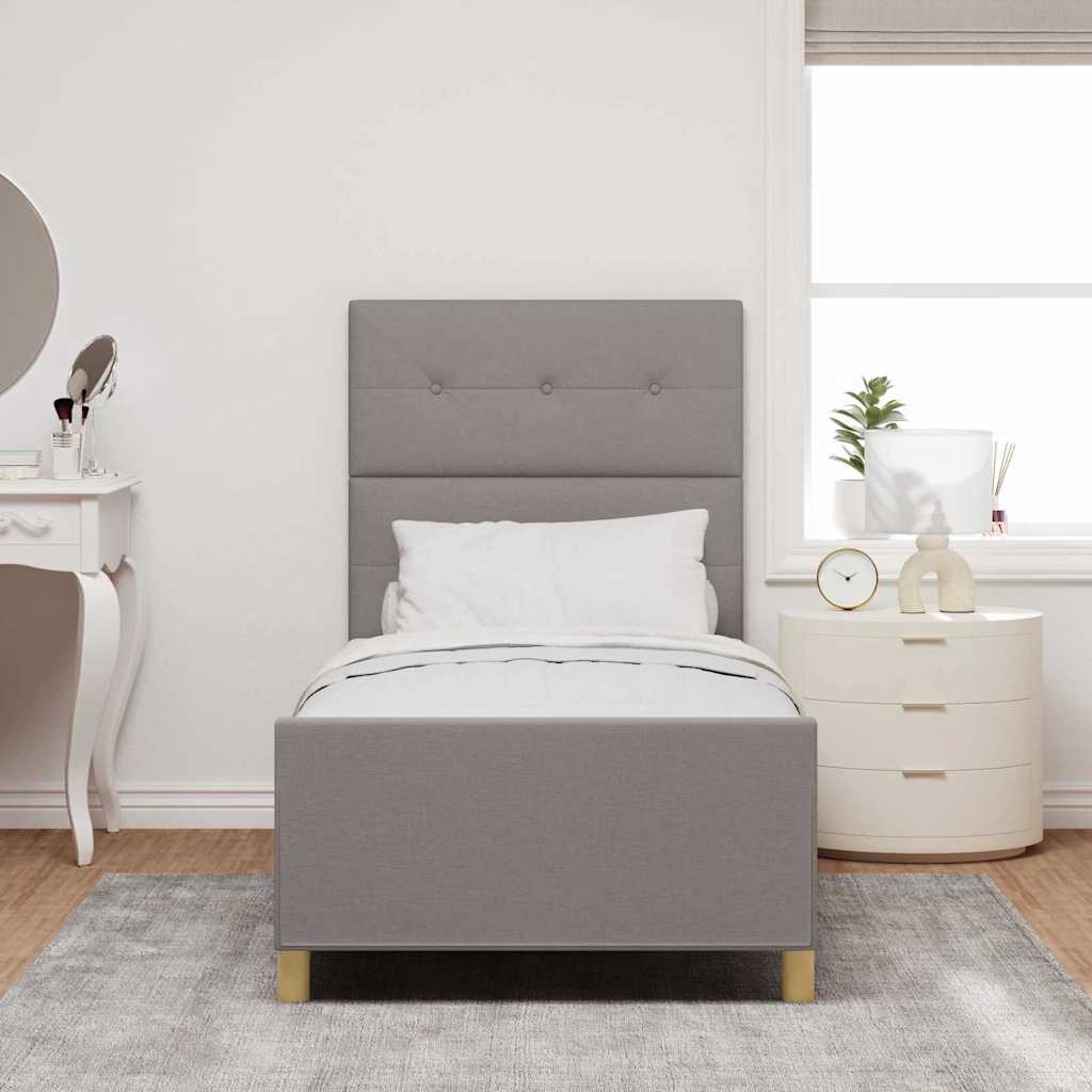 Bedframe met hoofdeinde Taupe 90 x 200 cm Stof is nu te koop bij PeponiXL, paradijselijk wonen!