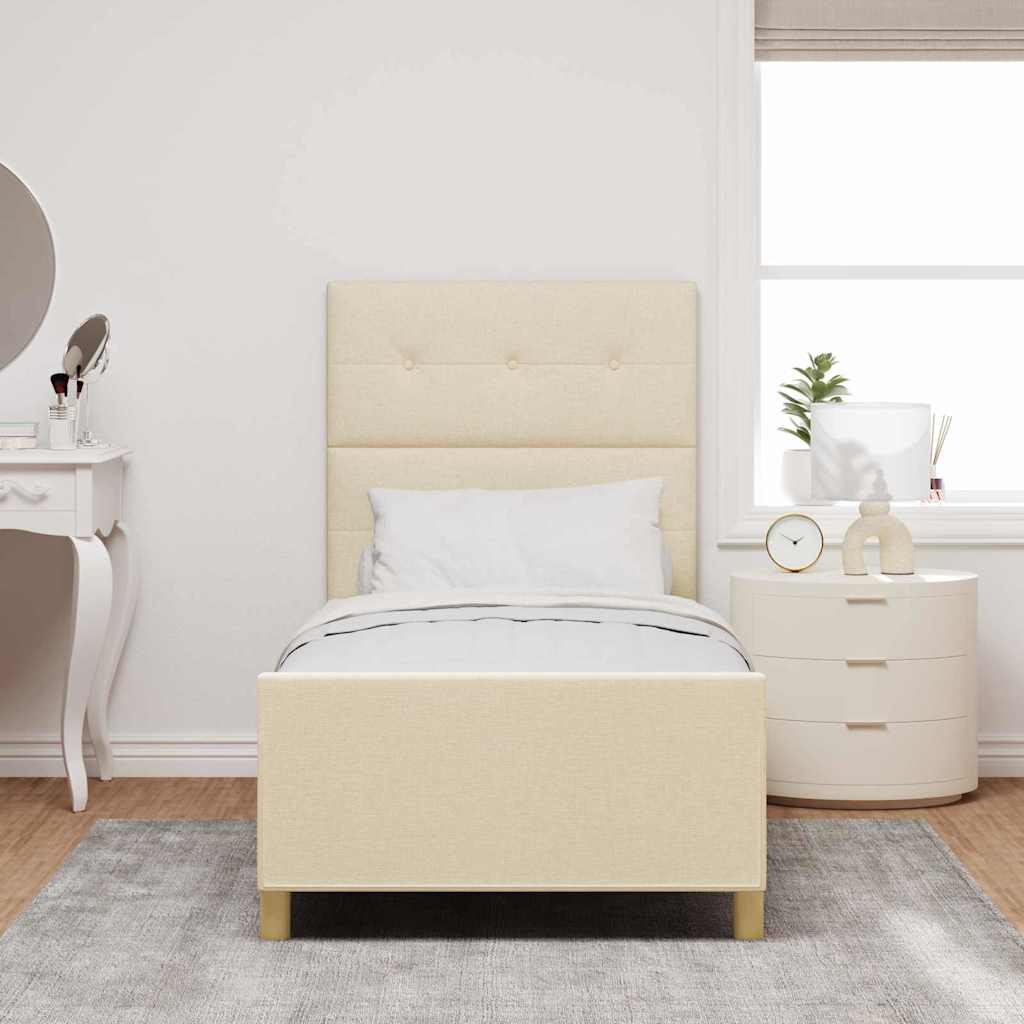 Bedframe met hoofdeinde Crème 100 x 200 cm Stof is nu te koop bij PeponiXL, paradijselijk wonen!
