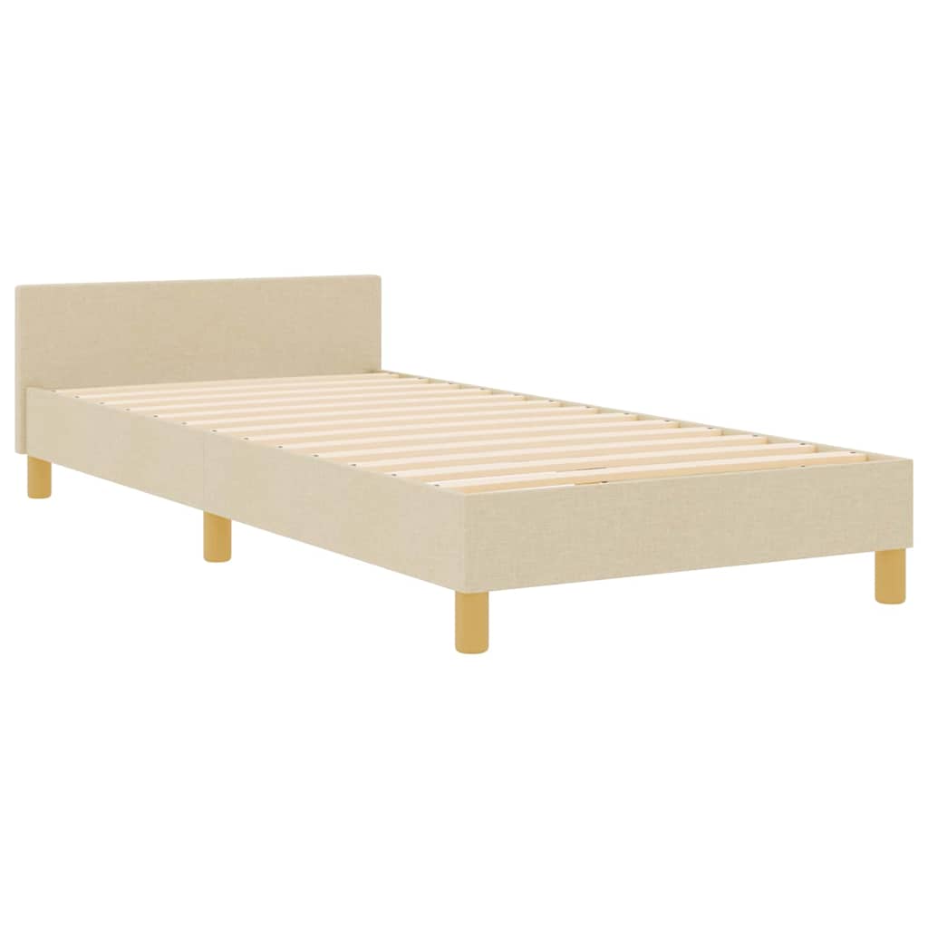 Bedframe met hoofdeinde Crème 100 x 200 cm Stof is nu te koop bij PeponiXL, paradijselijk wonen!