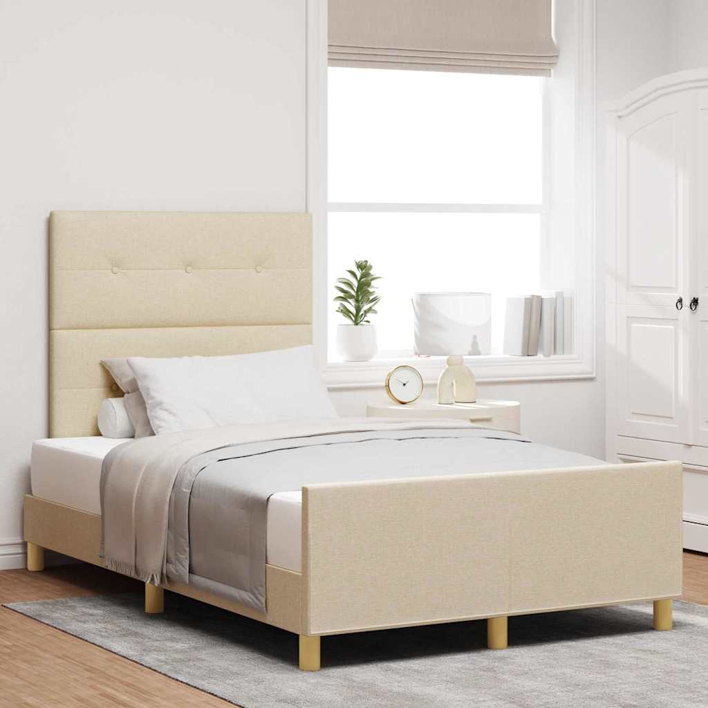 Bedframe met hoofdeinde Crème 120 x 190 cm Stof is nu te koop bij PeponiXL, paradijselijk wonen!