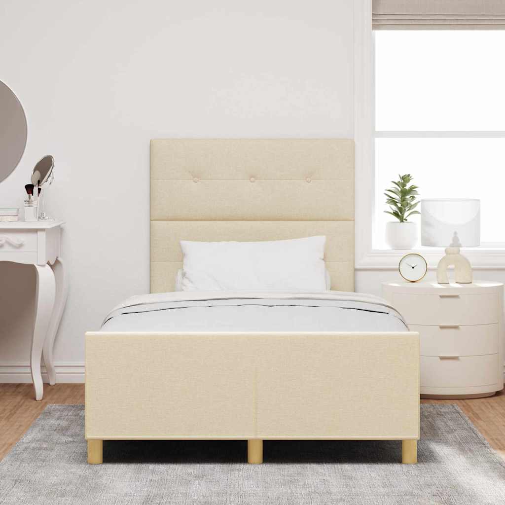 Bedframe met hoofdeinde Crème 120 x 190 cm Stof is nu te koop bij PeponiXL, paradijselijk wonen!