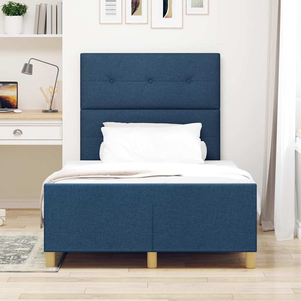 Bedframe met hoofdeinde Blauw 120 x 200 cm Stof is nu te koop bij PeponiXL, paradijselijk wonen!