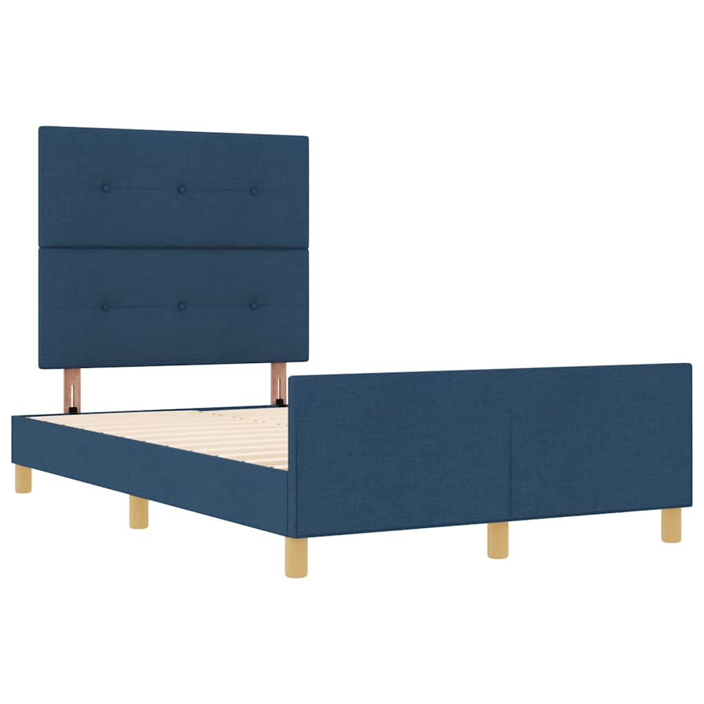 Bedframe met hoofdeinde Blauw 120 x 200 cm Stof is nu te koop bij PeponiXL, paradijselijk wonen!