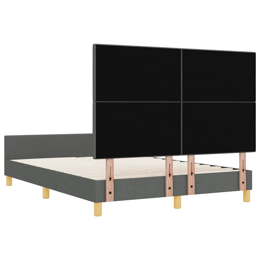 Bedframe met hoofdeinde Donkergrijs 140 x 190 cm Stof is nu te koop bij PeponiXL, paradijselijk wonen!