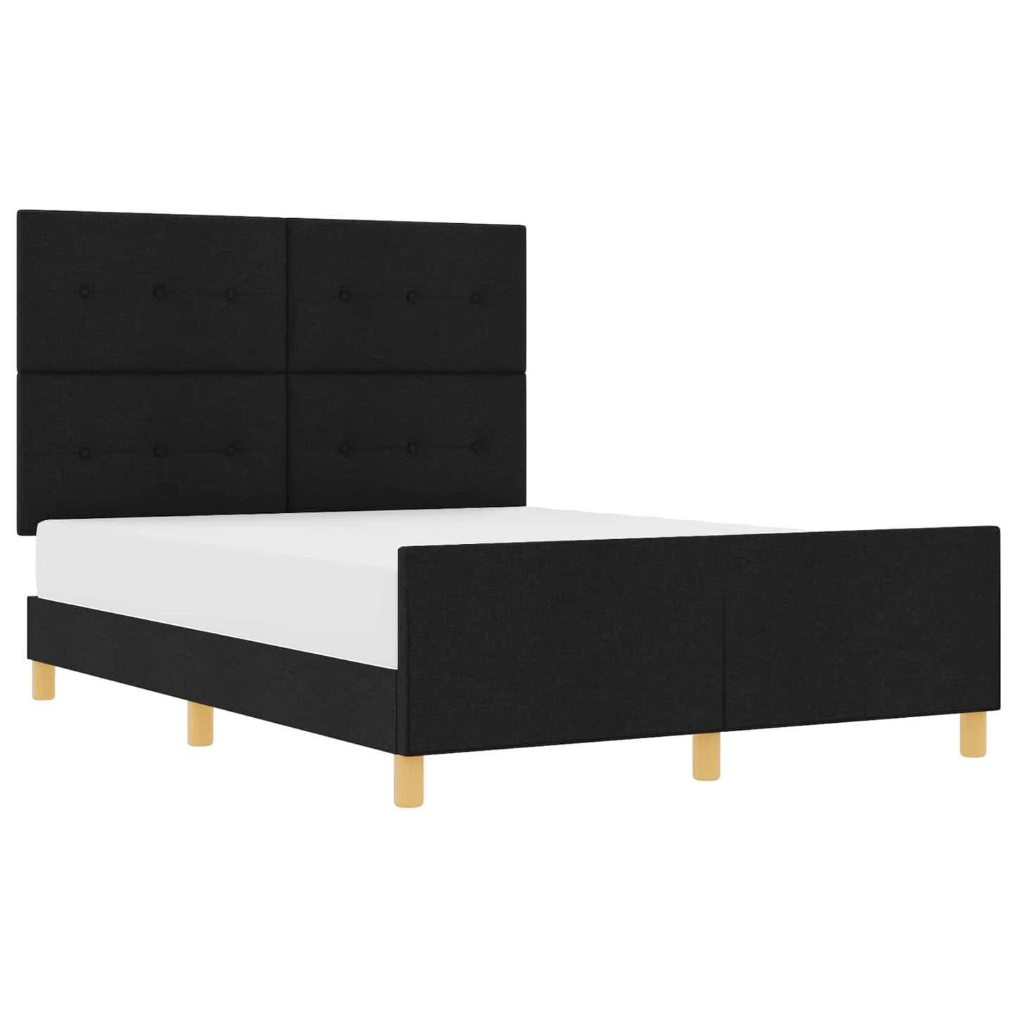 Bedframe met hoofdeinde Zwart 140 x 190 cm Stof is nu te koop bij PeponiXL, paradijselijk wonen!