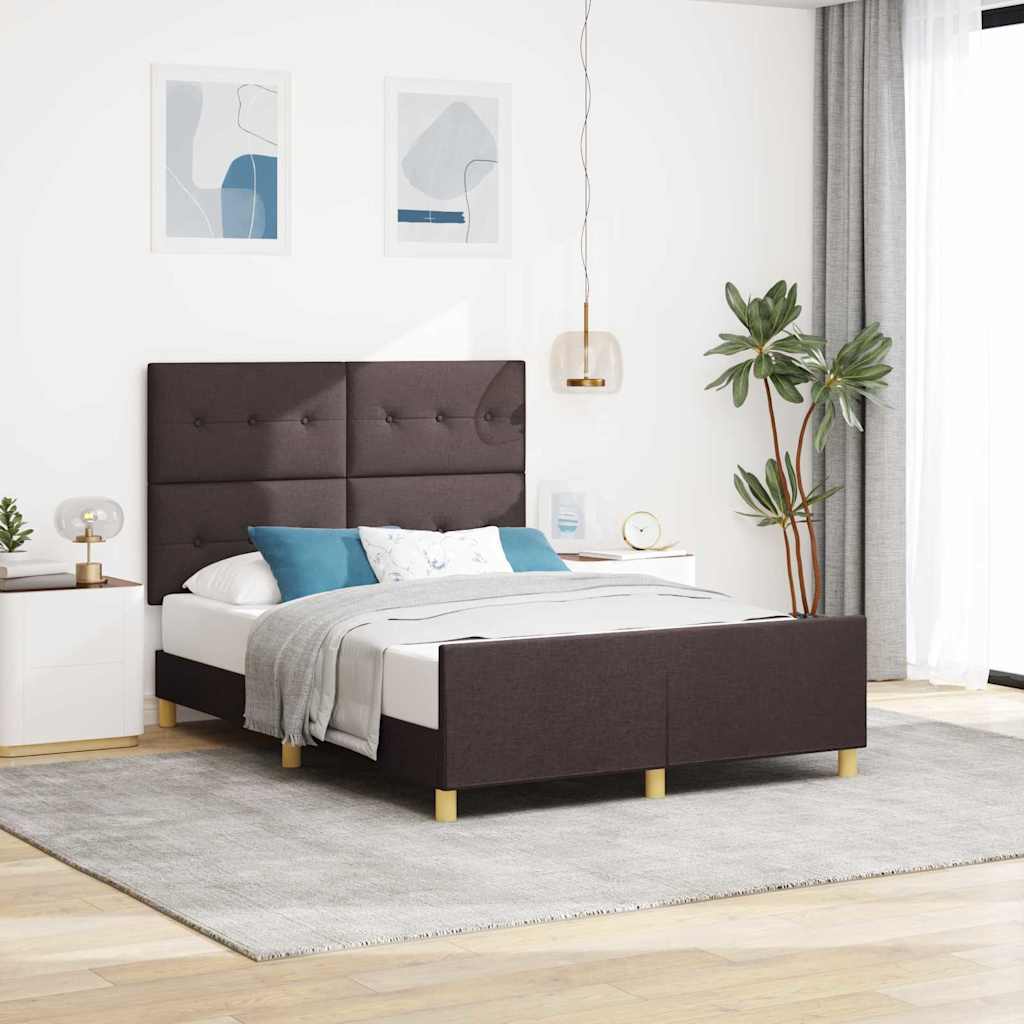 Bedframe met hoofdeinde Donkerbruin 140 x 190 cm Stof is nu te koop bij PeponiXL, paradijselijk wonen!