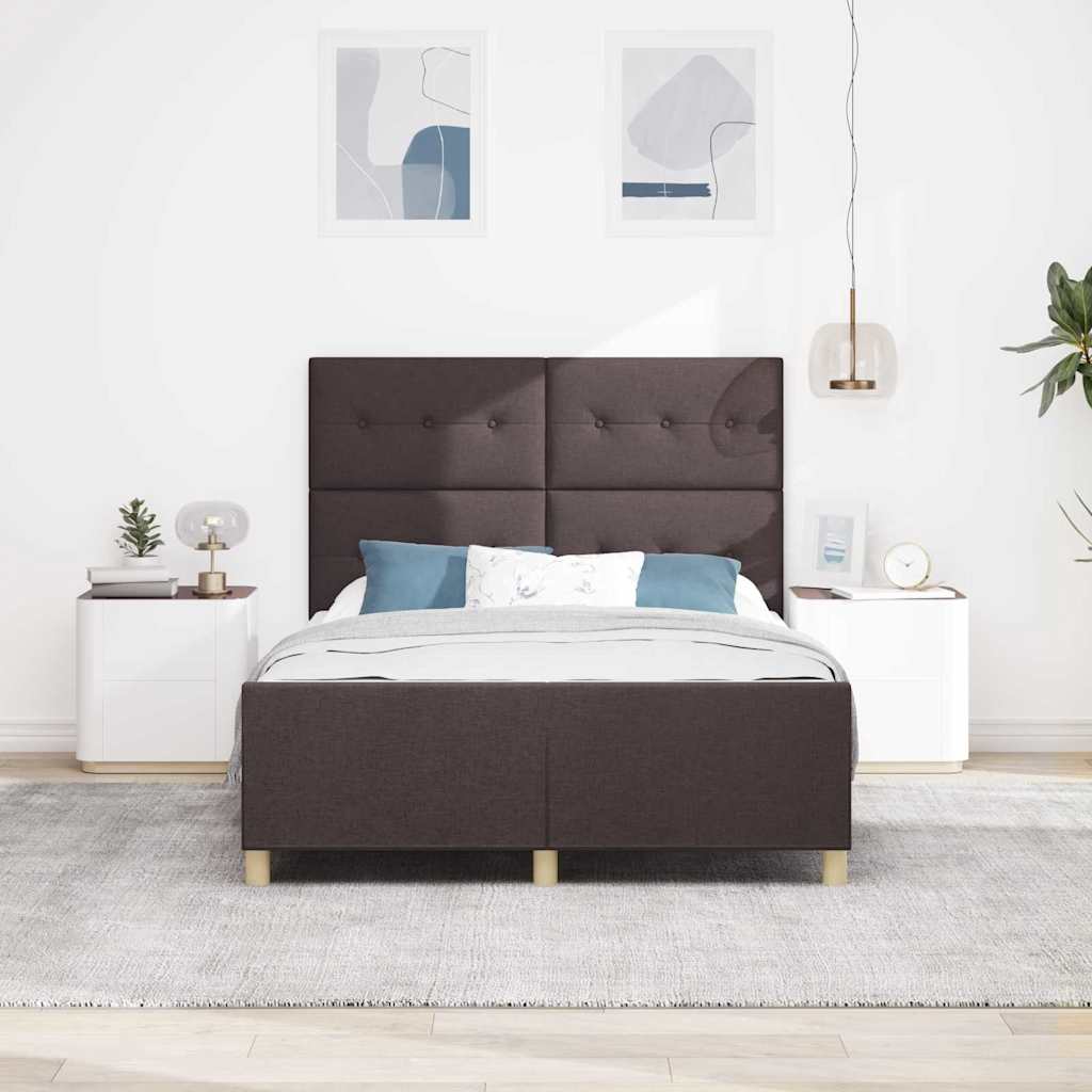 Bedframe met hoofdeinde Donkerbruin 140 x 190 cm Stof is nu te koop bij PeponiXL, paradijselijk wonen!
