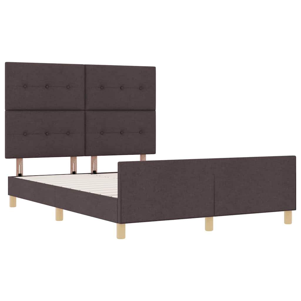 Bedframe met hoofdeinde Donkerbruin 140 x 190 cm Stof is nu te koop bij PeponiXL, paradijselijk wonen!