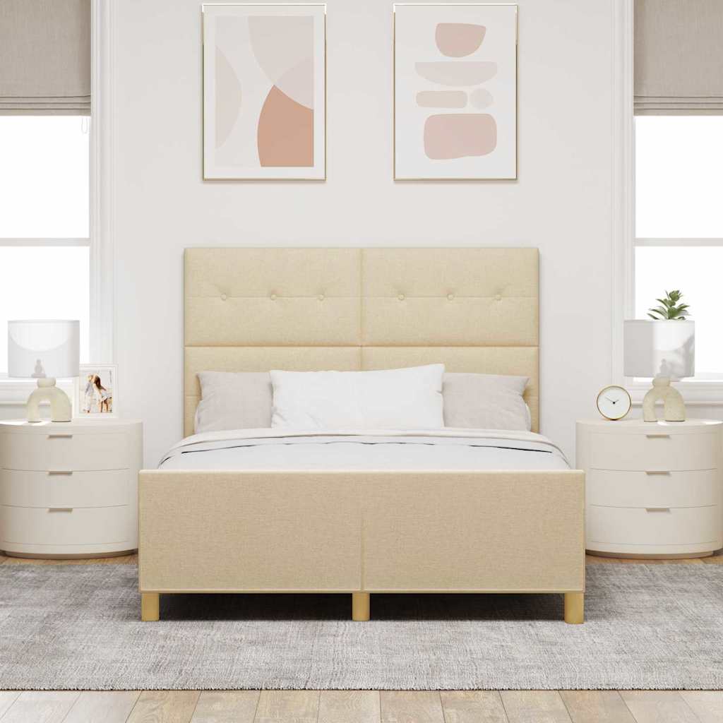 Bedframe met hoofdeinde Crème 140 x 190 cm Stof is nu te koop bij PeponiXL, paradijselijk wonen!