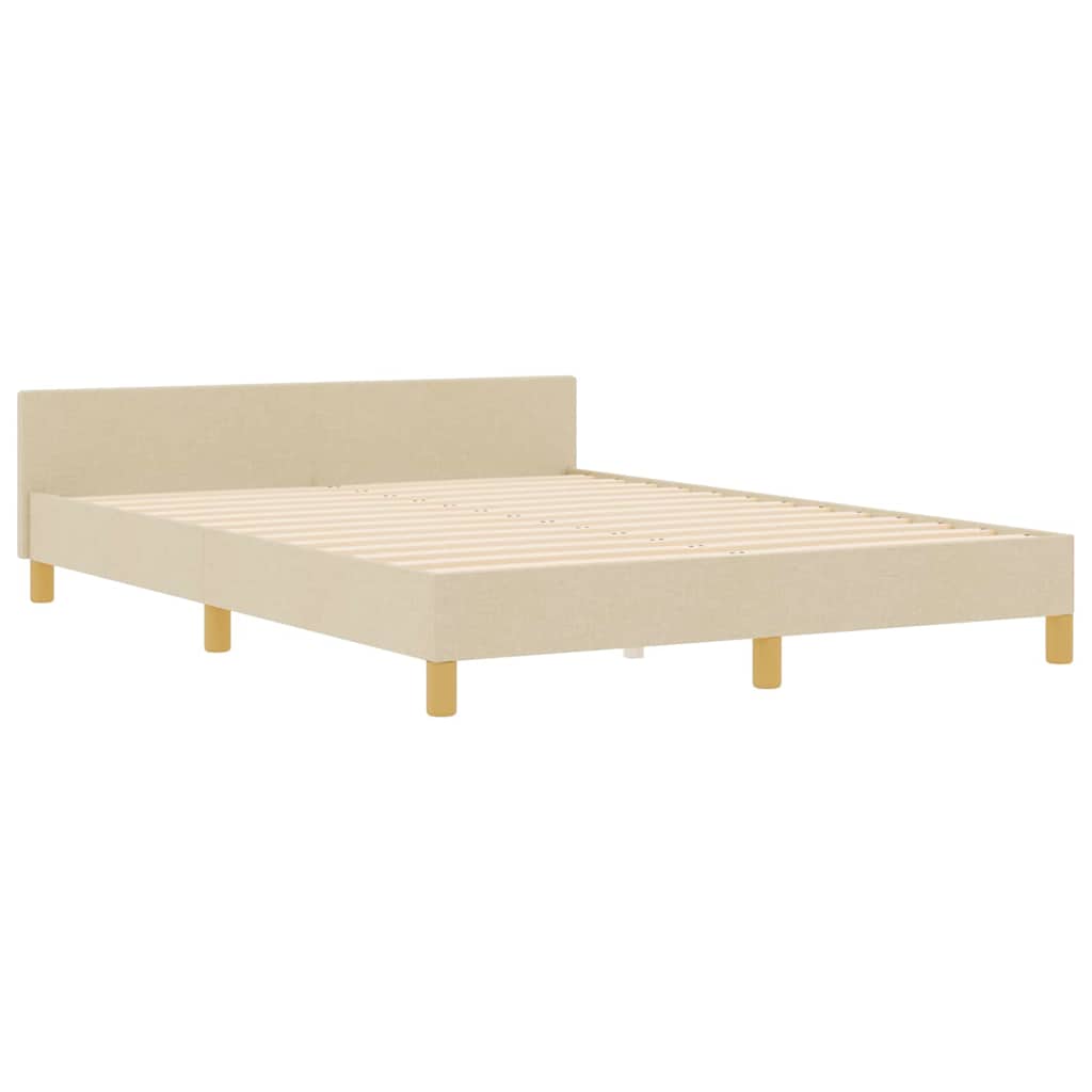 Bedframe met hoofdeinde Crème 140 x 190 cm Stof is nu te koop bij PeponiXL, paradijselijk wonen!