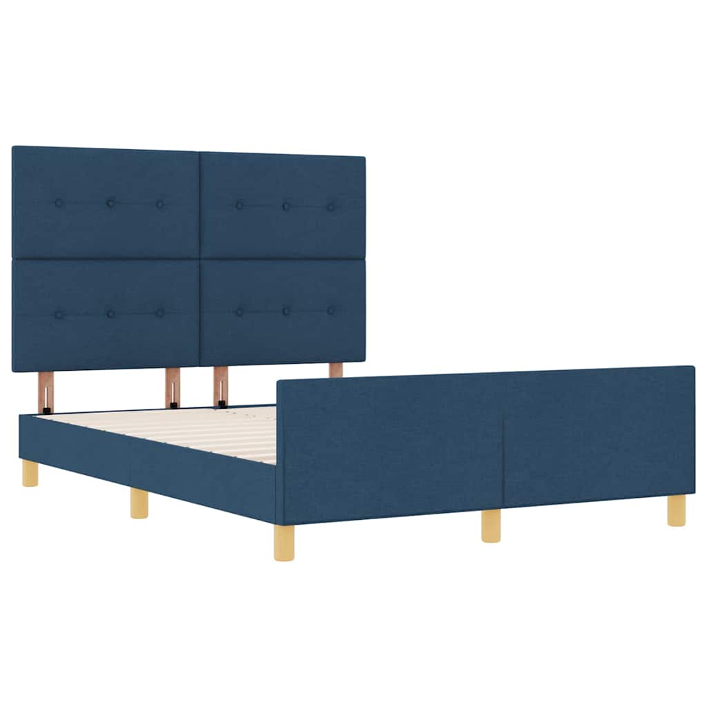 Bedframe met hoofdeinde Blauw 140 x 190 cm Stof is nu te koop bij PeponiXL, paradijselijk wonen!