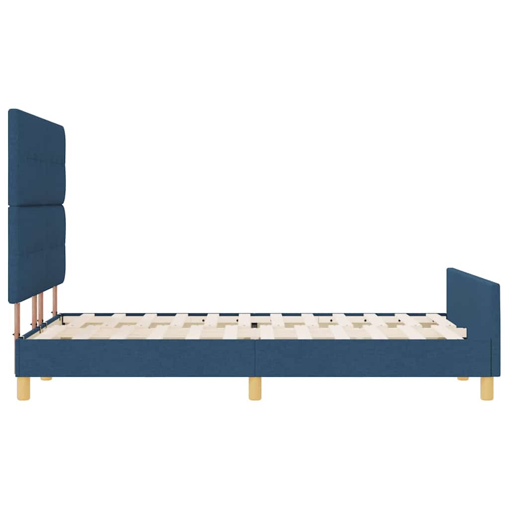 Bedframe met hoofdeinde Blauw 140 x 190 cm Stof is nu te koop bij PeponiXL, paradijselijk wonen!