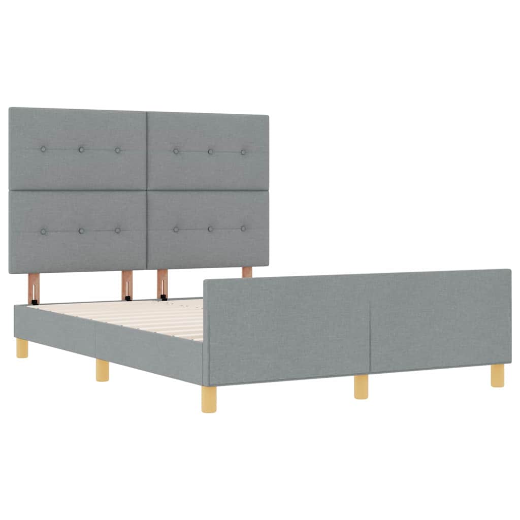 Bedframe met hoofdeinde Lichtgrijs 140 x 200 cm Stof is nu te koop bij PeponiXL, paradijselijk wonen!
