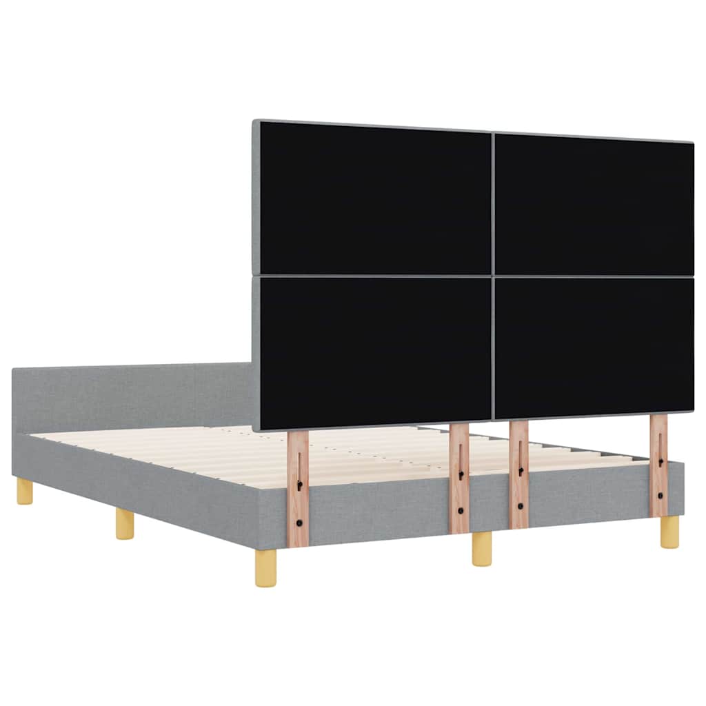 Bedframe met hoofdeinde Lichtgrijs 140 x 200 cm Stof is nu te koop bij PeponiXL, paradijselijk wonen!