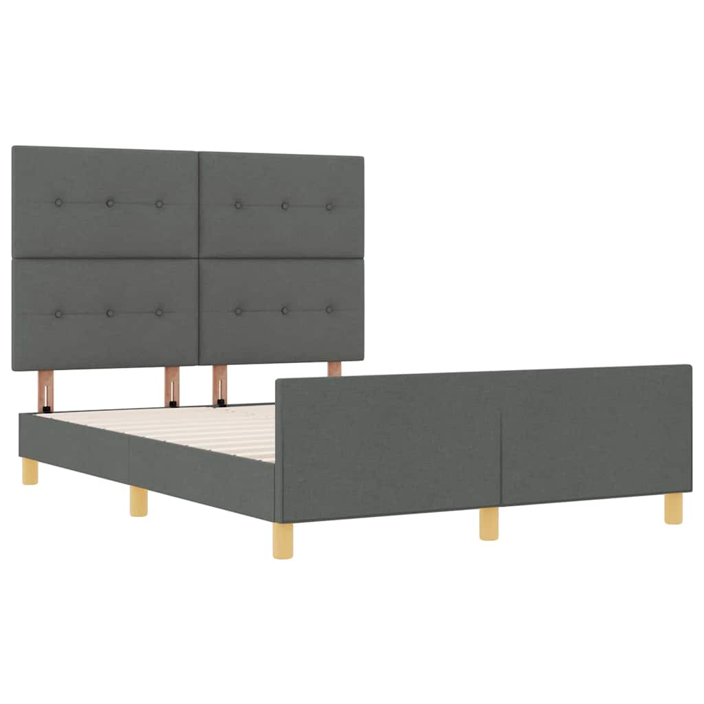 Bedframe met hoofdeinde Donkergrijs 140 x 200 cm Stof is nu te koop bij PeponiXL, paradijselijk wonen!