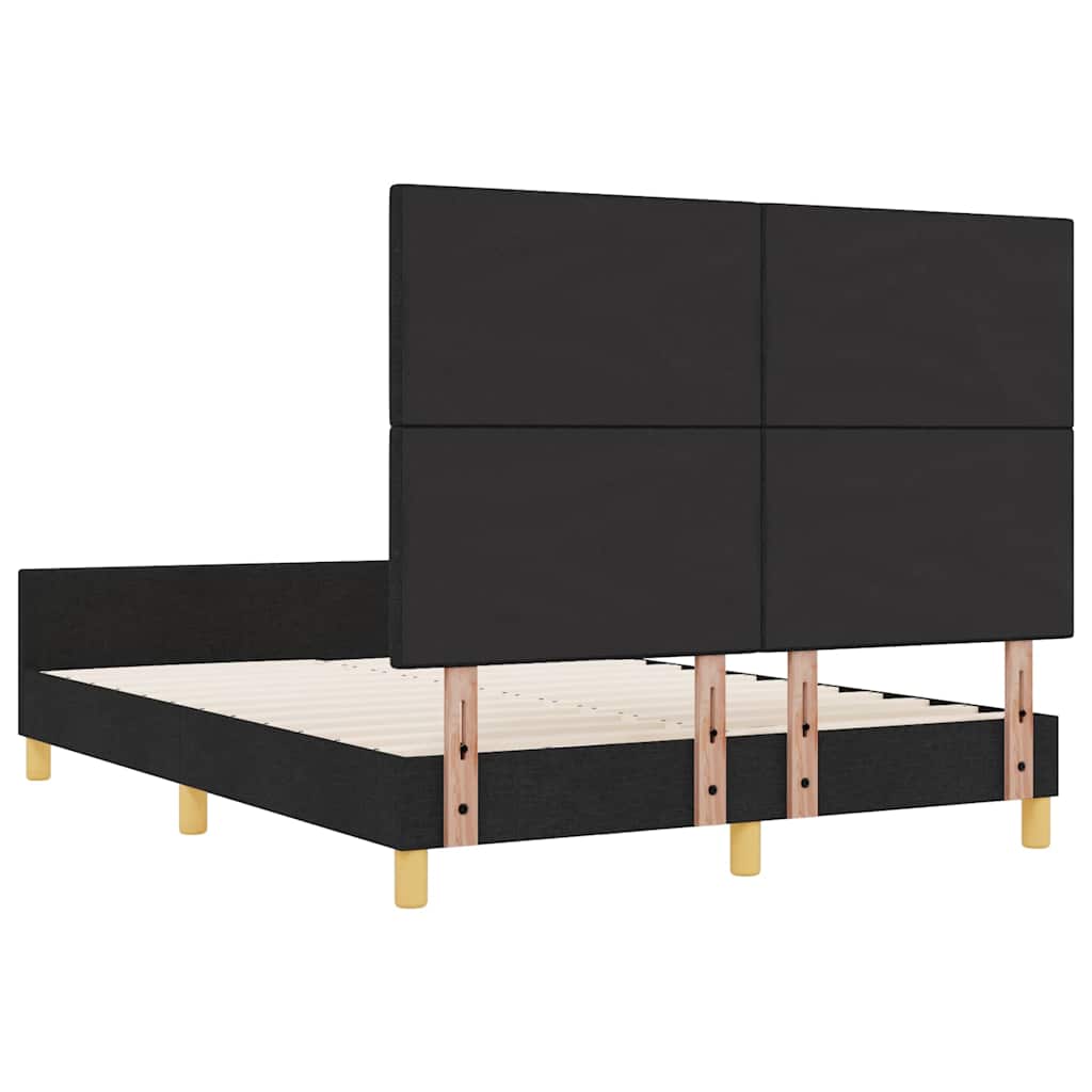 Bedframe met hoofdeinde Zwart 140 x 200 cm Stof is nu te koop bij PeponiXL, paradijselijk wonen!