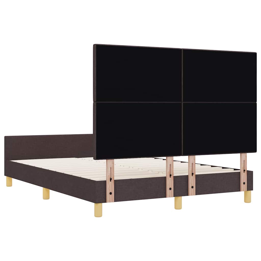Bedframe met hoofdeinde Donkerbruin 140 x 200 cm Stof is nu te koop bij PeponiXL, paradijselijk wonen!