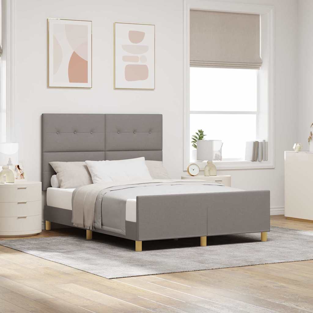 Bedframe met hoofdeinde Taupe 140 x 200 cm Stof is nu te koop bij PeponiXL, paradijselijk wonen!