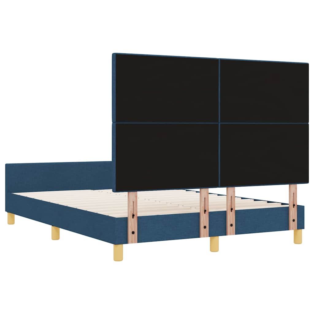 Bedframe met hoofdeinde Blauw 140 x 200 cm Stof is nu te koop bij PeponiXL, paradijselijk wonen!