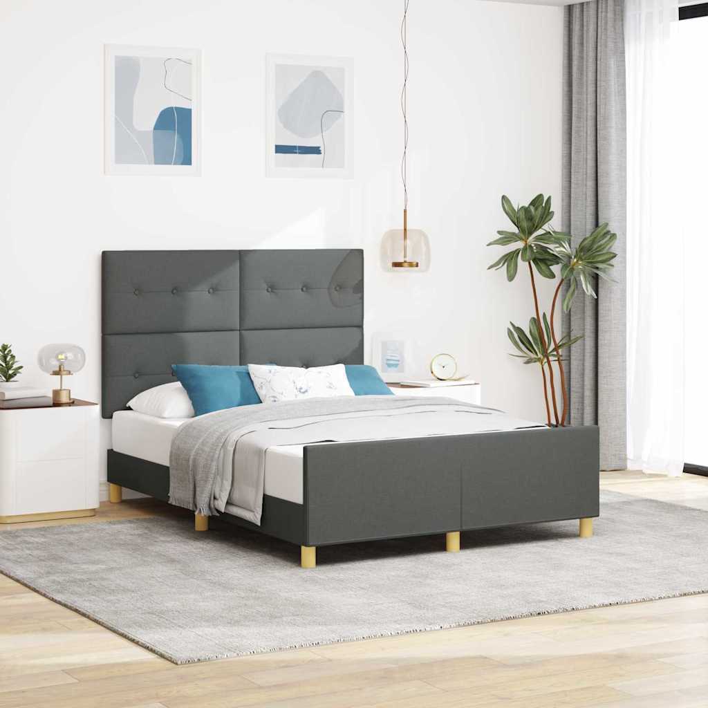 Bedframe met hoofdeinde Donkergrijs 160 x 200 cm Stof is nu te koop bij PeponiXL, paradijselijk wonen!