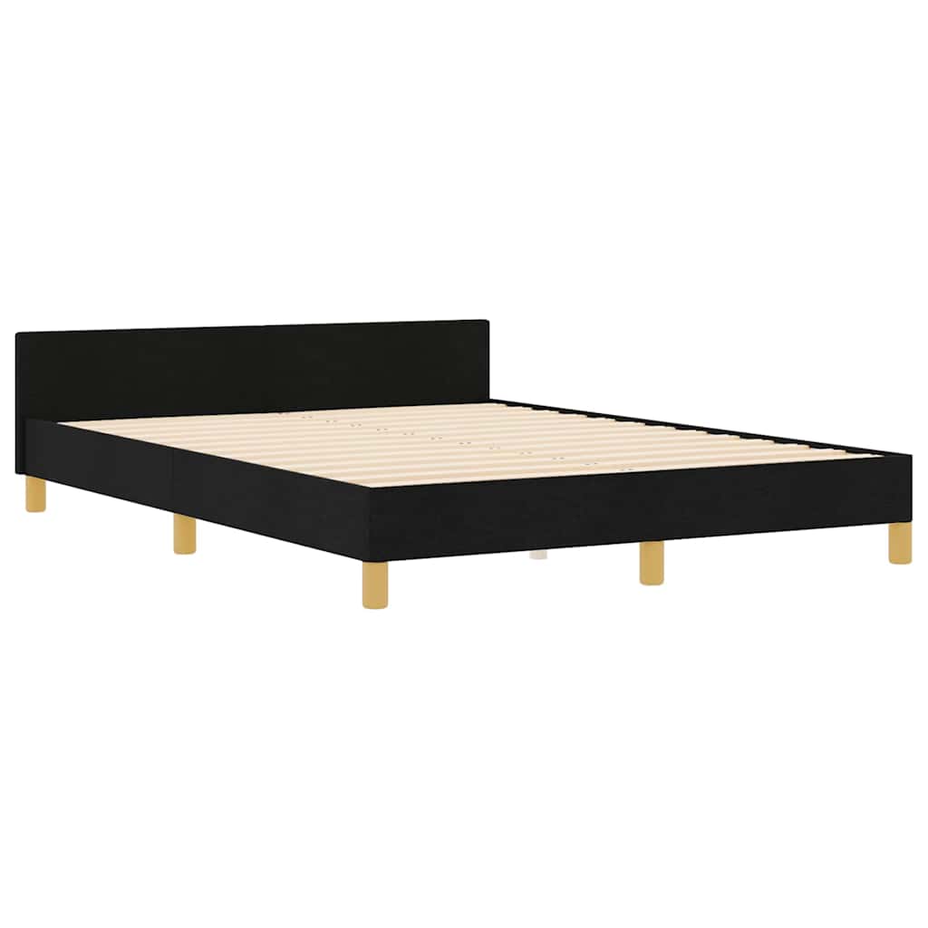 Bedframe met hoofdeinde Zwart 160 x 200 cm Stof is nu te koop bij PeponiXL, paradijselijk wonen!