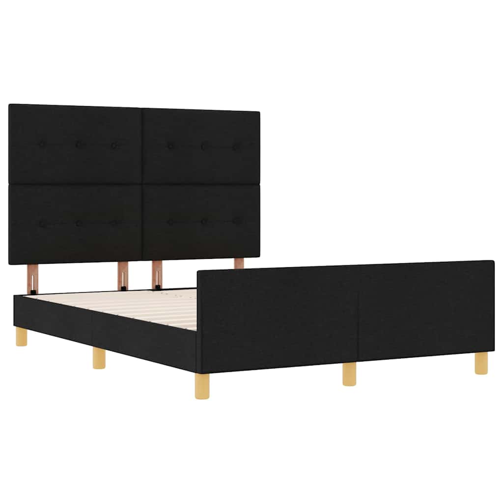 Bedframe met hoofdeinde Zwart 160 x 200 cm Stof is nu te koop bij PeponiXL, paradijselijk wonen!