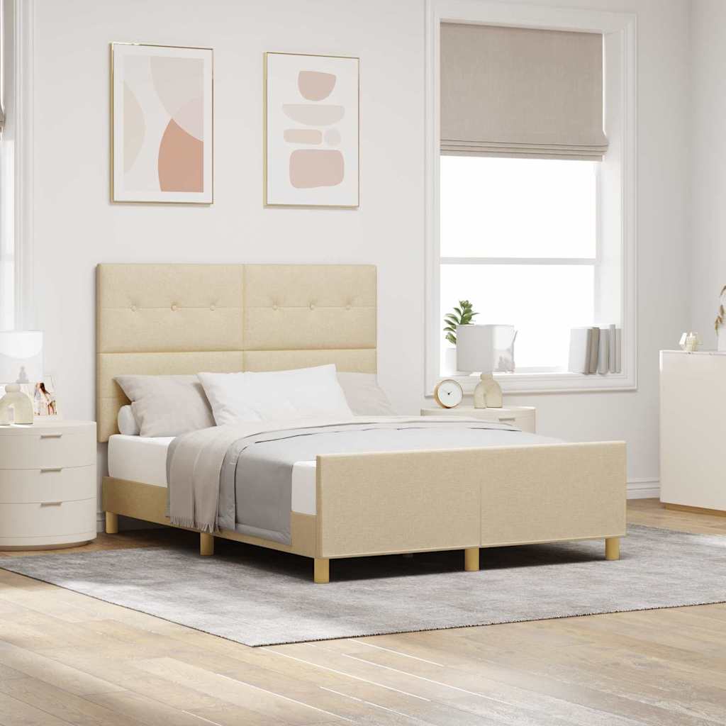 Bedframe met hoofdeinde Crème 160 x 200 cm Stof is nu te koop bij PeponiXL, paradijselijk wonen!
