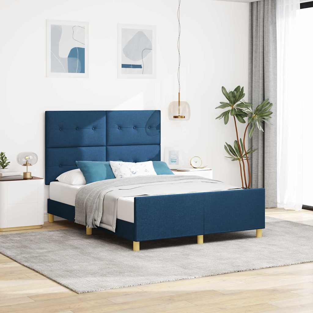 Bedframe met hoofdeinde Blauw 160 x 200 cm Stof is nu te koop bij PeponiXL, paradijselijk wonen!